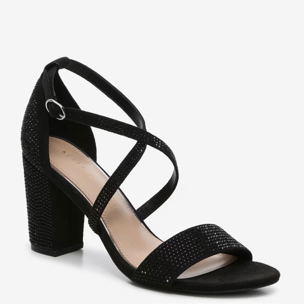 NIB Kelly & Katie Paloona Sandal Black Microsuede Rhinestones Size 7.5